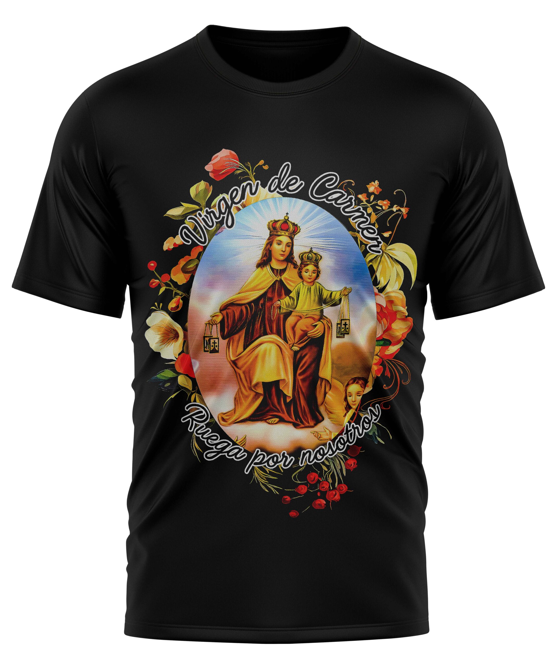 Camiseta Virgen del Carmen 1 semitono negra