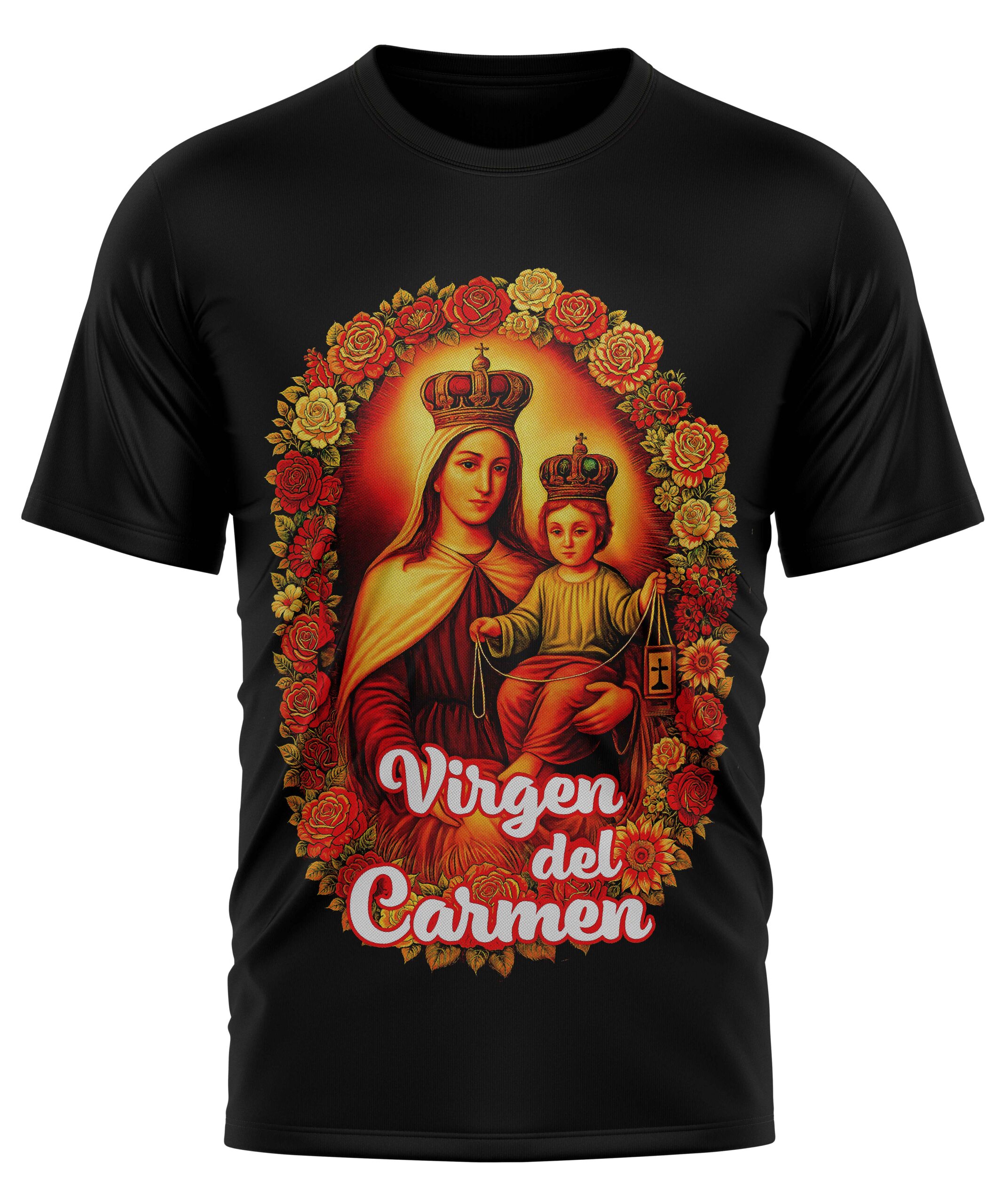 Camiseta Virgen del Carmen 2 semitono negra